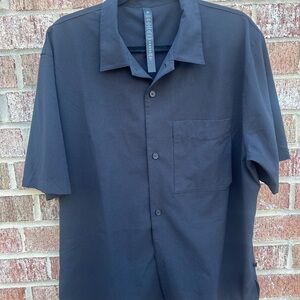 Lululemon, Black Textured Dress Shirt, Short Sleeve, Large
